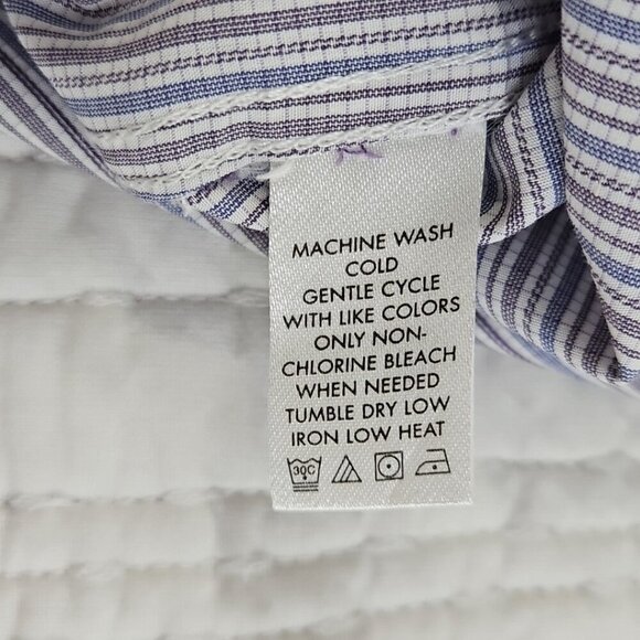 Calvin Klein Button Up Shirt Men's L Purple Stripes Pocket Long Sleeve EUC LN - Picture 5 of 15